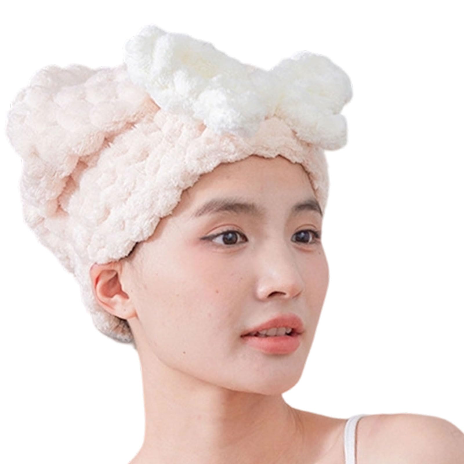 Buxuaaaa Shower Cap with Bowknot Super Absorbent Soft Hair Drying Towel Wrap Turban for Girls and Women Home Gym Activity Quick Dry Hair Towel Cap