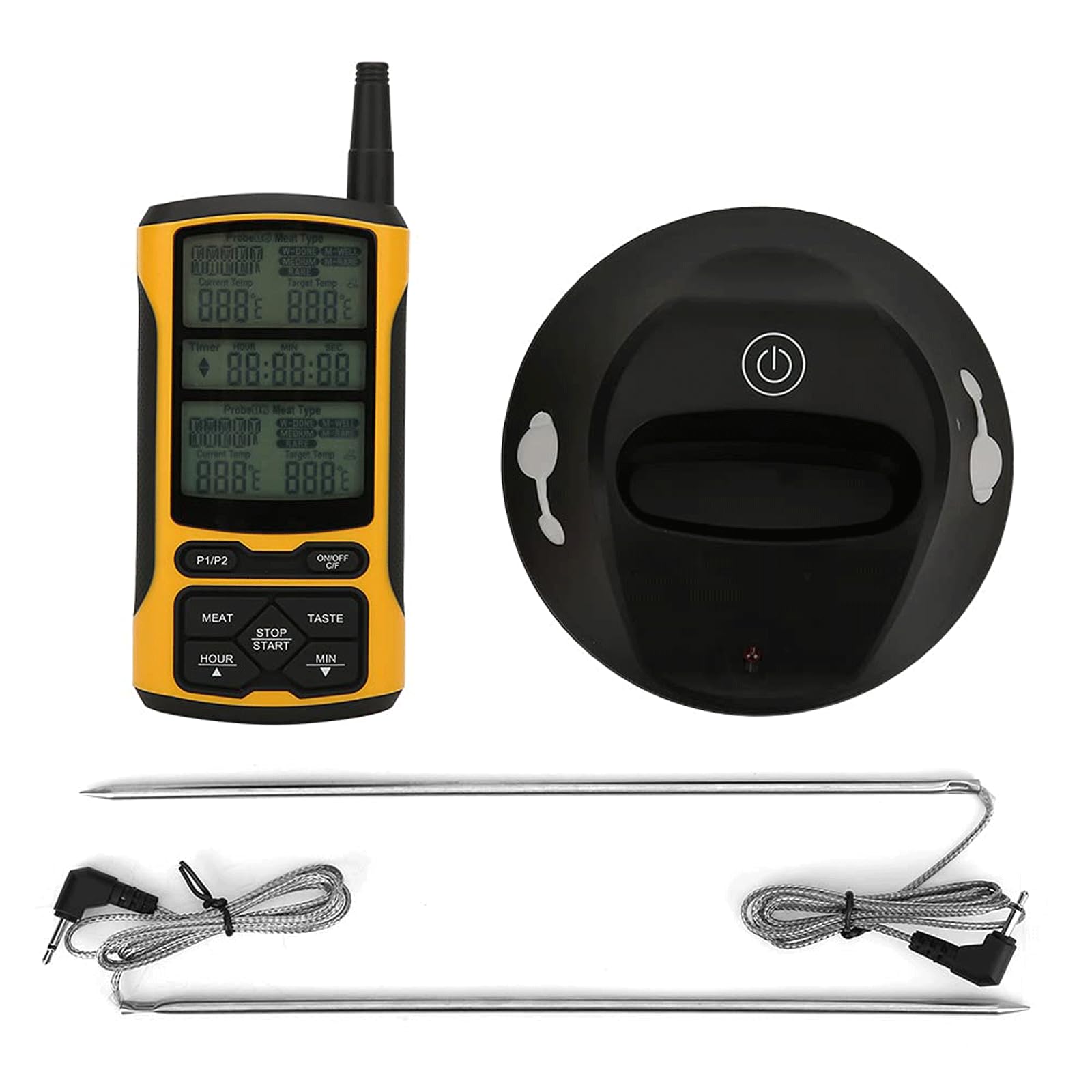 KRILLIQ Termómetro de Doble sonda para Alimentos, Control Remoto inalámbrico, termómetro LCD de Lectura instantánea, termómetro para Barbacoa, para Cocina, Parrilla y Barbacoa