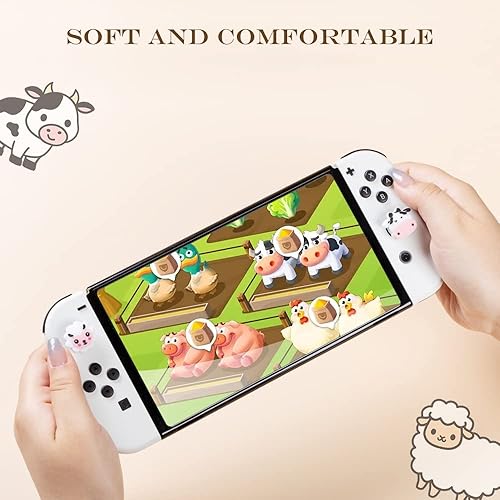 Miniatura 3 de PERFECTSIGHT Lindas tapas de agarre para el pulgar de oveja y vaca, para Nintendo Switch, Switch OLED, Switch Lite, cubiertas de agarre para el
