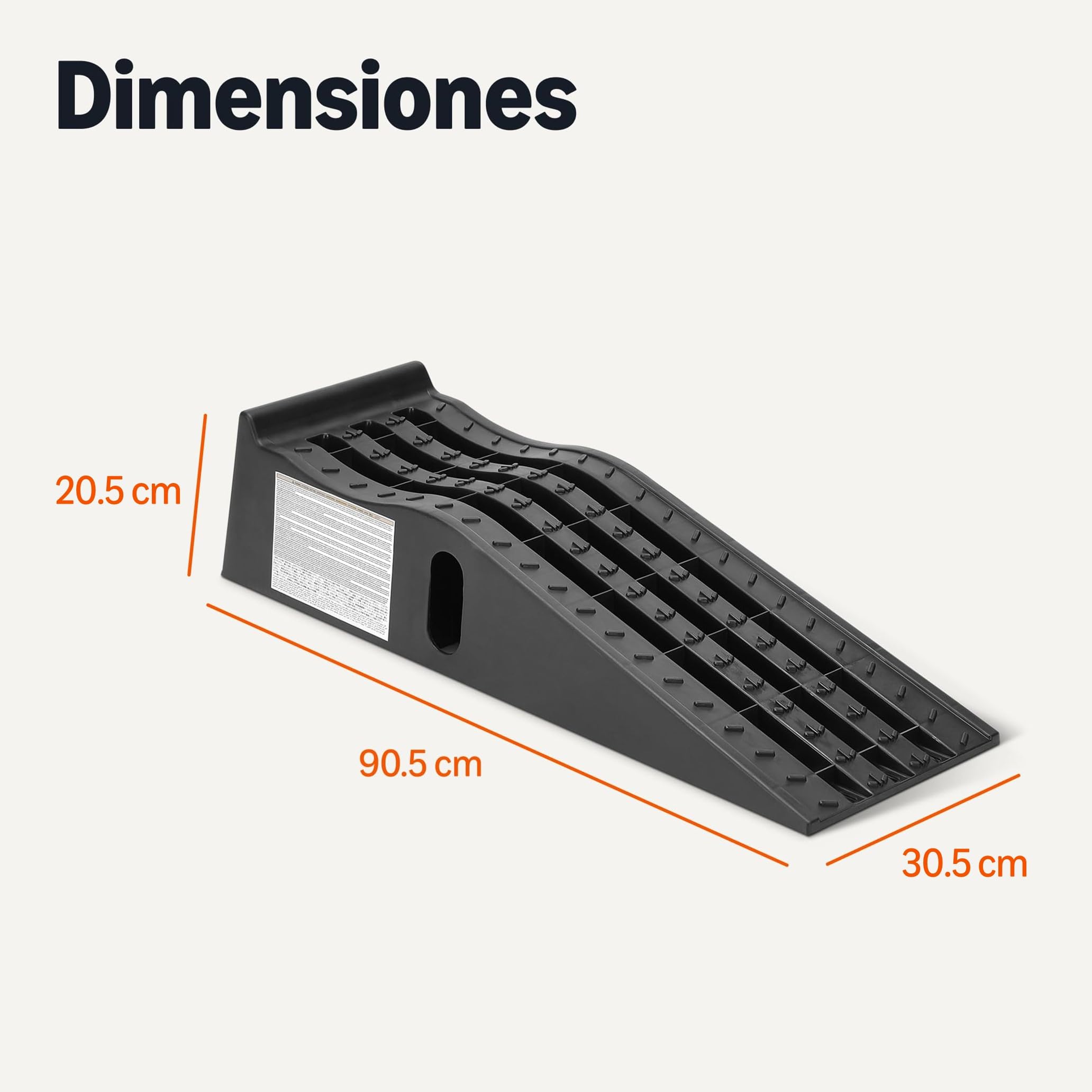 Amazon Basics Rampas Carga Coches Plástico Resistente, Capacidad de Carga 2948kg por Par (1474kg Cada Una), Base Goma Antideslizante, Superficie Texturizada, Set de 2, Negro