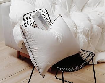 Hotel Quality Down Pillows, Skin-Friendly Cover, Fluffy Medium Firm Support Pillows for Sleeping, Breathable Bed Pillows Ideal for Side Back and Stomach Sleepers, White, King Pack of 2