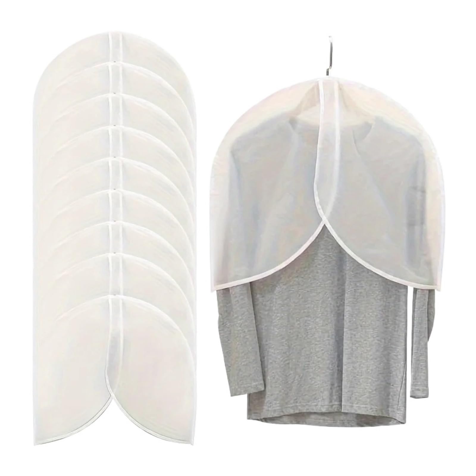 fundas para ropa White Garment Covers Translucent Breathable Suit Dust Shoulder Protectors For Clothes Coats Jackets Wardrobe Storage(5pcs)