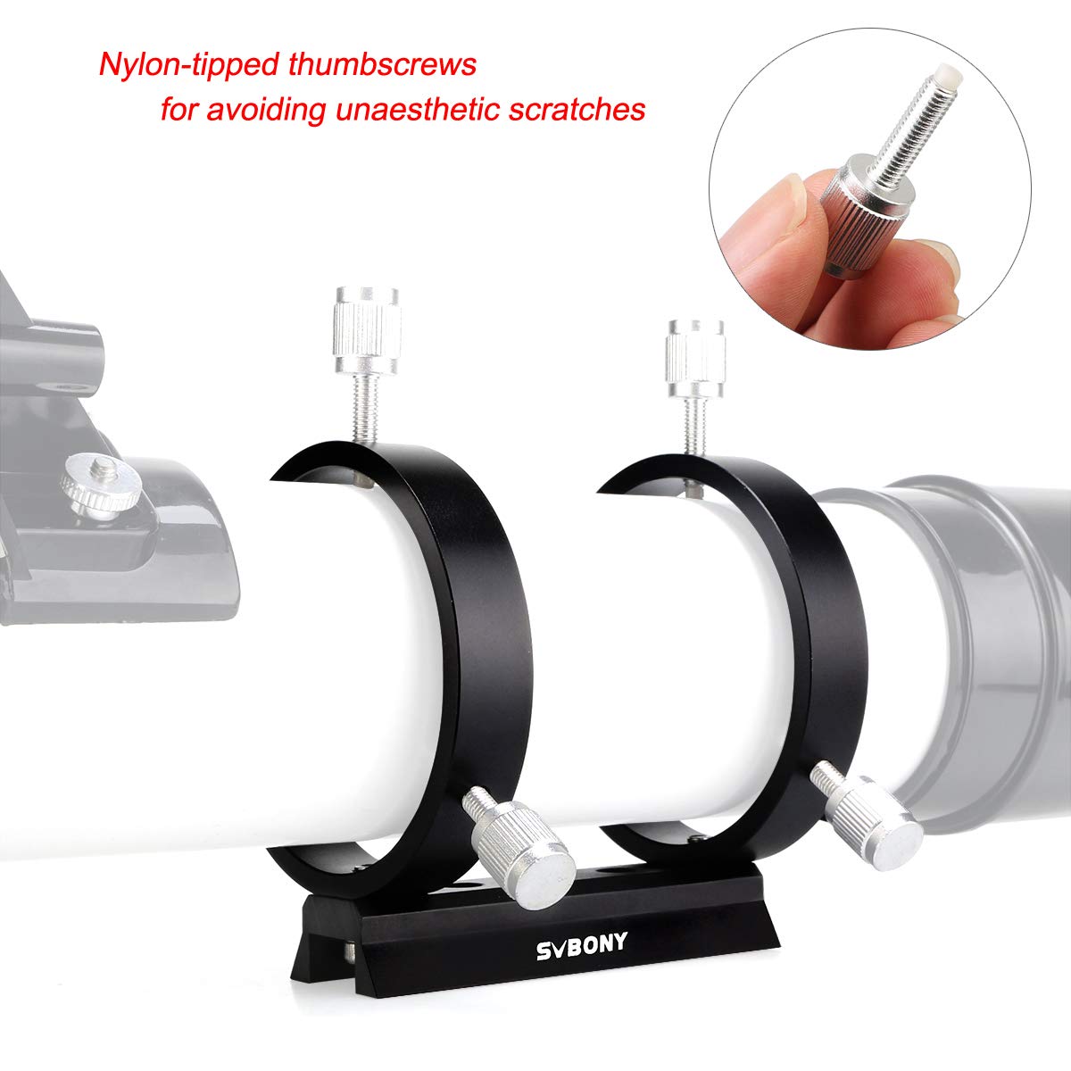 Svbony SV116 Colliers pour Lunettes de Guidage avec Plaque en Queue d’Aronde Support de Guide Scope Réglable en Métal pour Tube de Télescope Diamètre 43 à 70 mm