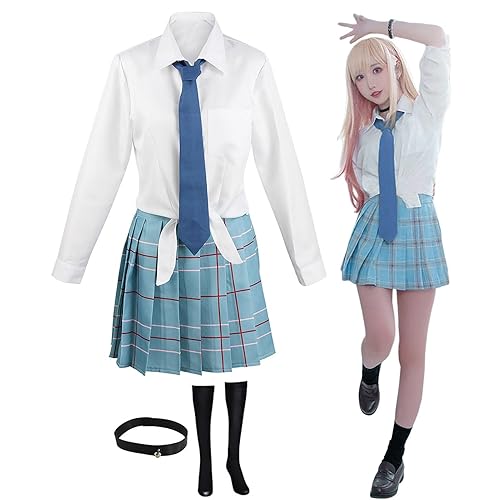 GIMOCOOL My Dress-Up Darling Manga Cosplay Kostüm Kitagawa Marin Karneval Kostüm JK Schuluniform für Mädchen Damen Halloween Karneval Weihnachten Party Kostüm COS Marin Kitagawa - 3XL