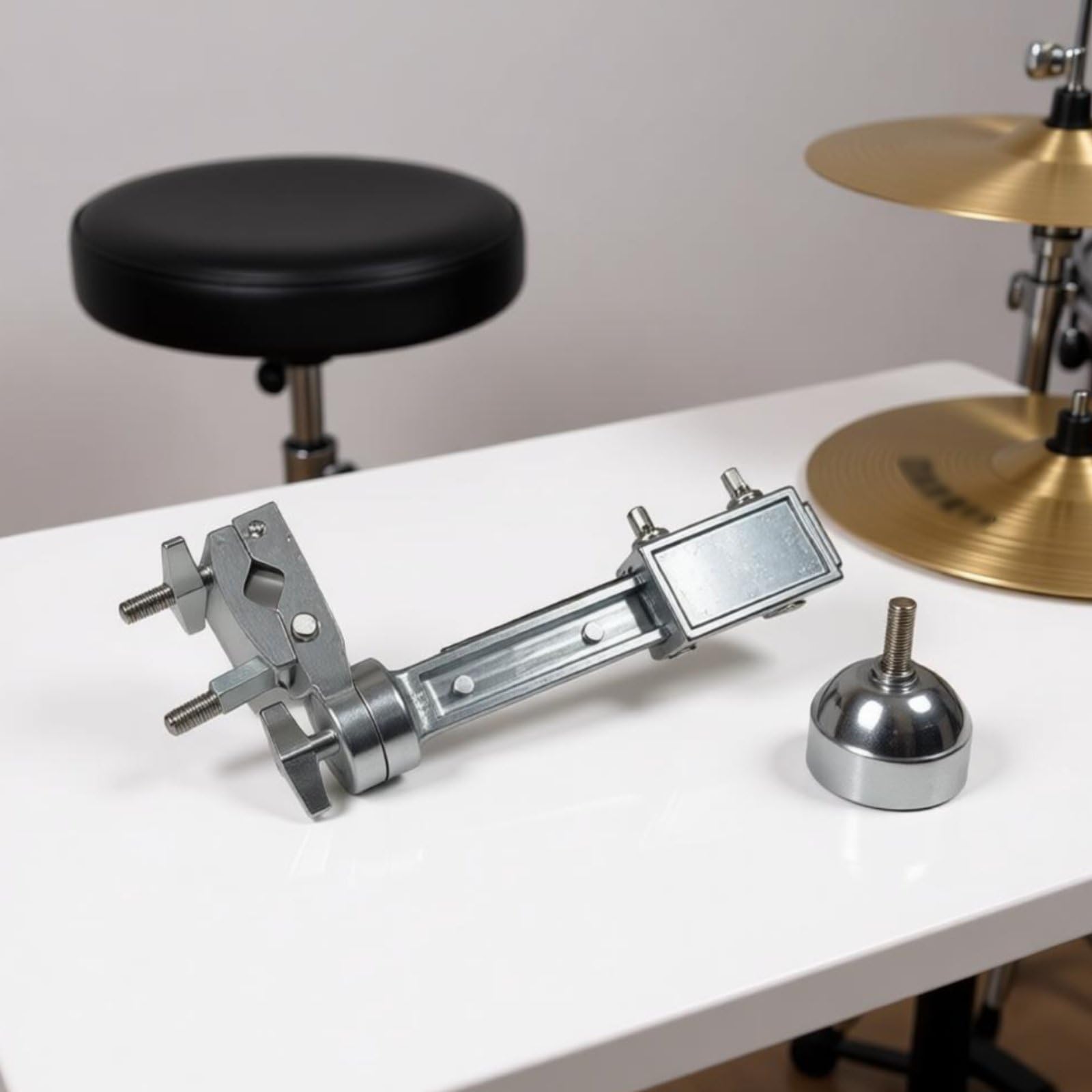 Schlagzeug Beckenklemme mit Verstellbarer Halterung aus Zinklegierung für Flexible Positionierung von Percussion Instrumenten für Trommelstative Und Rack Systeme, Klemme+L-Stab