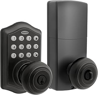 Keyless Entry Door Lock, Electronic Keypad Deadbolt Lock with 50 Codes, Easy to Install, Electronic Deadbolt with 1-Touch Motorized Locking, Great for Home, Bedroom, Garage & Office (Bronze)