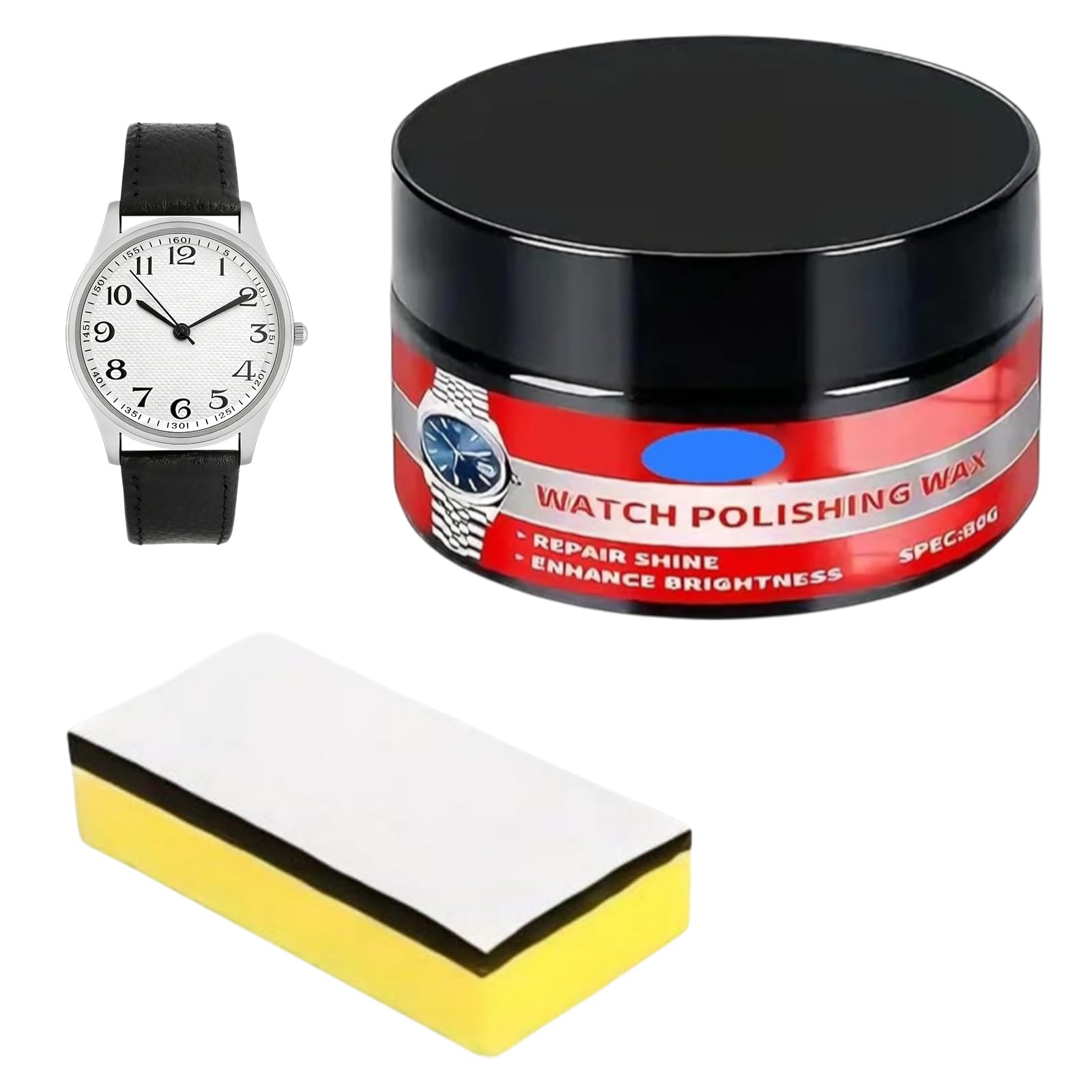 Azoisuwr Watch Polishing Kit, Watch Glass Scratch Remover, watch Cleaning Kit, Advanced Polishing & Cleaning Paste with Sponge, Watches Bands Glass Scratch Remover, 80g