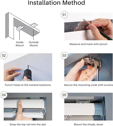 Miniatura 7 de Hiifroy Mini persianas sin cordón, mini persianas horizontales de aluminio con filtro de luz, persianas de privacidad para ventanas, fáciles de
