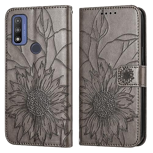 Étui portefeuille Motorola Moto G Pure gris avec clapet magnétique femme