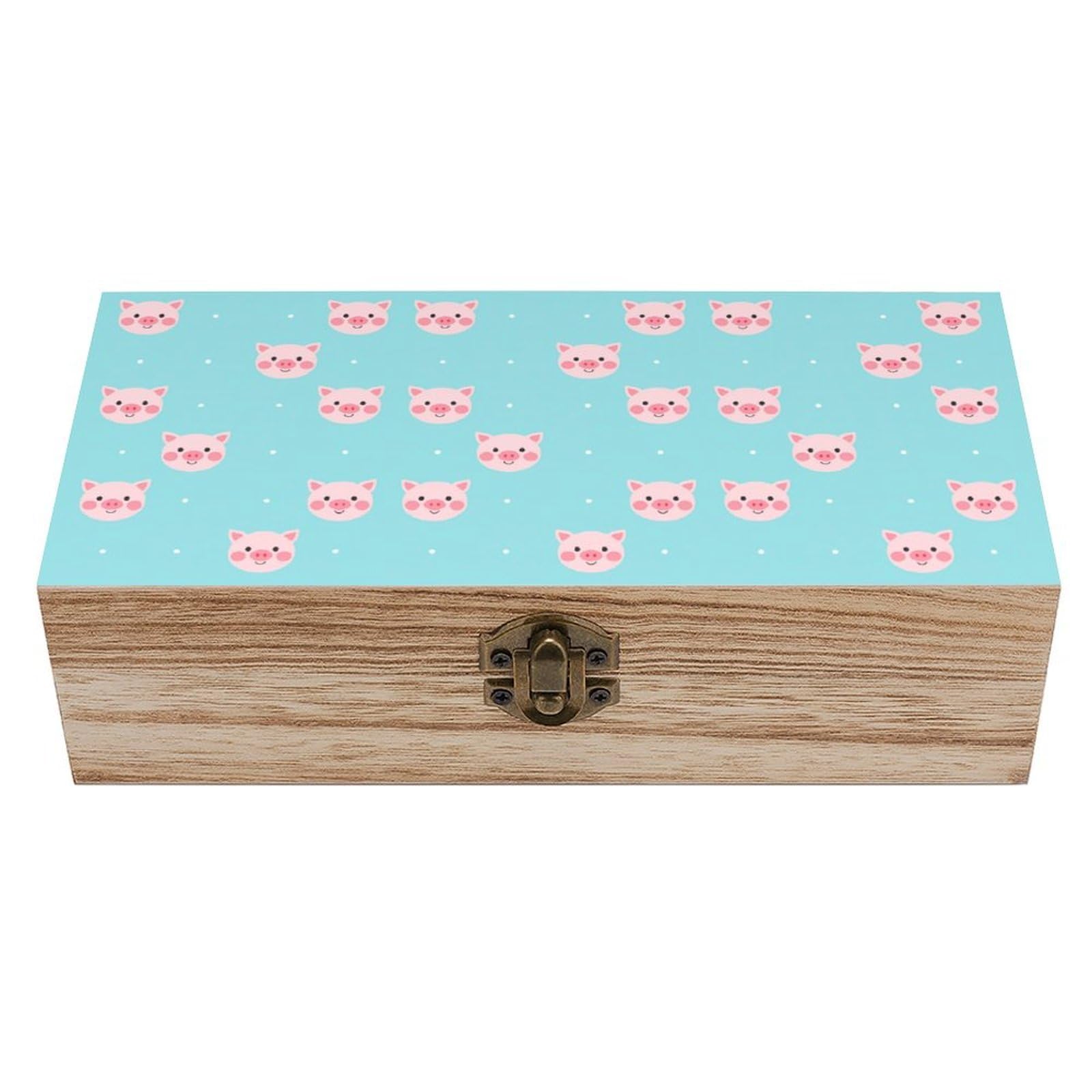 HLBSDM Cute Pink Pigs Wooden Storage Vintage Keepsake Decorative Boxs
