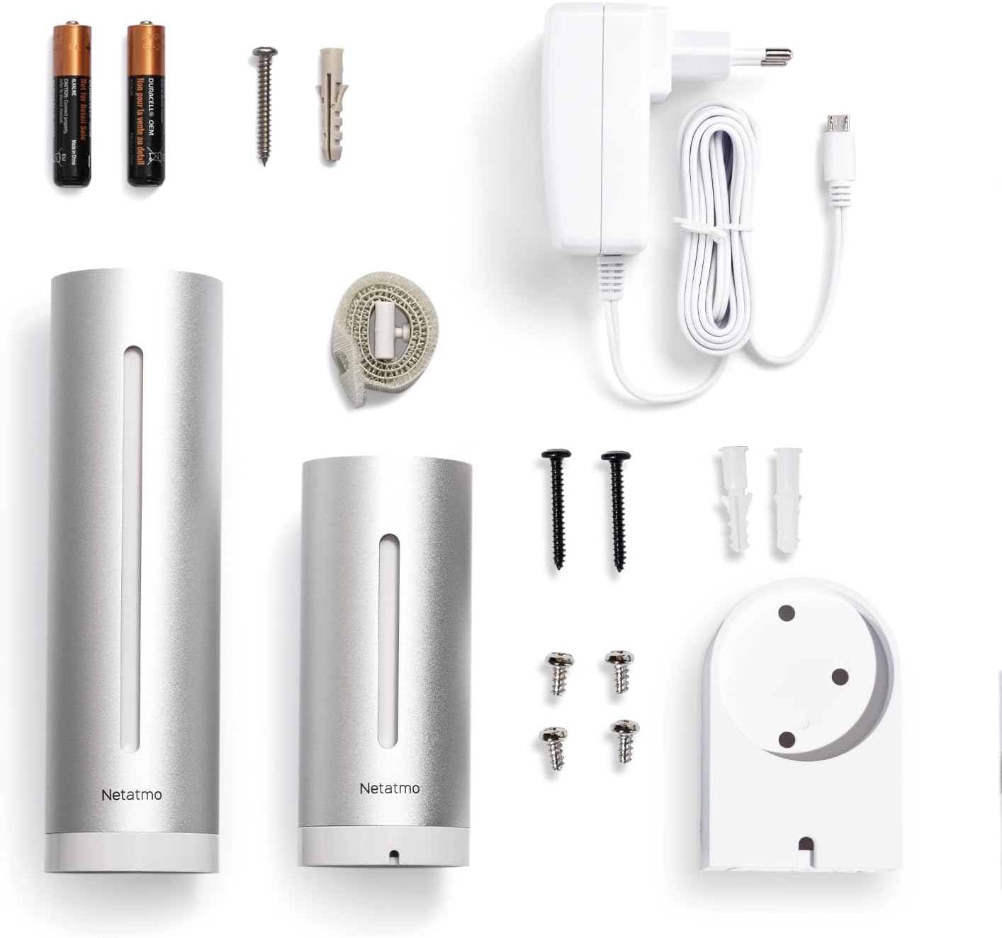 Netatmo Stazione Meteo con Sensore Esterno Wireless con supporto a parete, Termometro, Igrometro, Barometro, Sonometro, Qualità dell'aria, Compatibile con Amazon Alexa, Apple e Google, NWS-AMZ