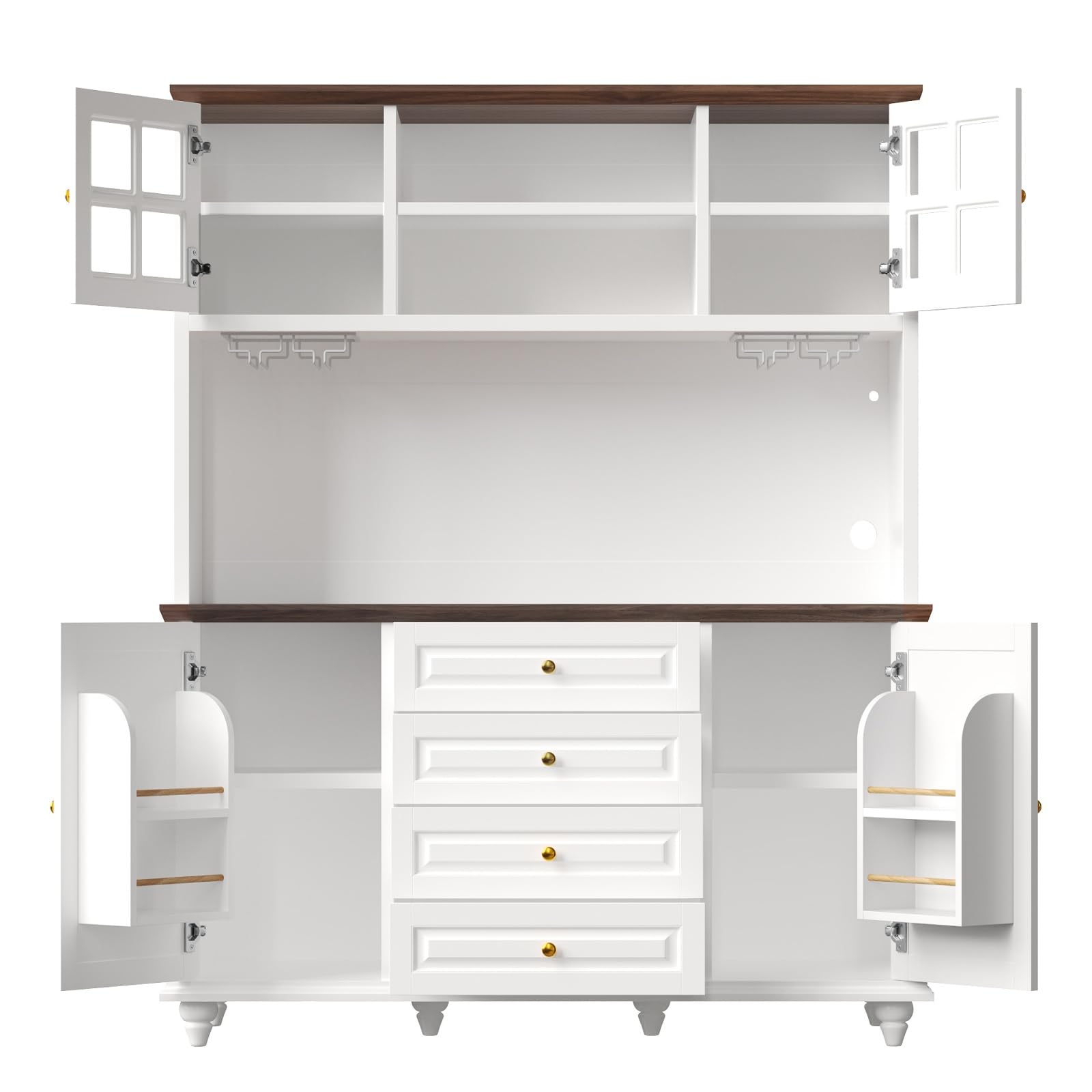 Meuble Cuisine avec Éclairage LED et Plan de Travail, Buffet Haut Cuisine