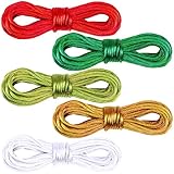 5 Pcs 50 Yard 2mm Rattail Cord Satin Cord Nylon Cord Silk Cord Chinese Knotting Cord Christmas Cording Macrame String Twine Rope Trim Shoe Laces for Craft Hanging Stringing Materials