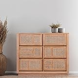 Commode teck et rotin 110cm COLONIAL - L 110 x l 40 x H 90 cm