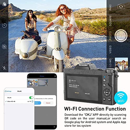 IXNAIQY 4K Digitalkamera Videokamera Camcorder Ultra HD 48MP WiFi YouTube Vlogging Kamera mit Weitwinkelobjektiv 3,5… – Bild 3