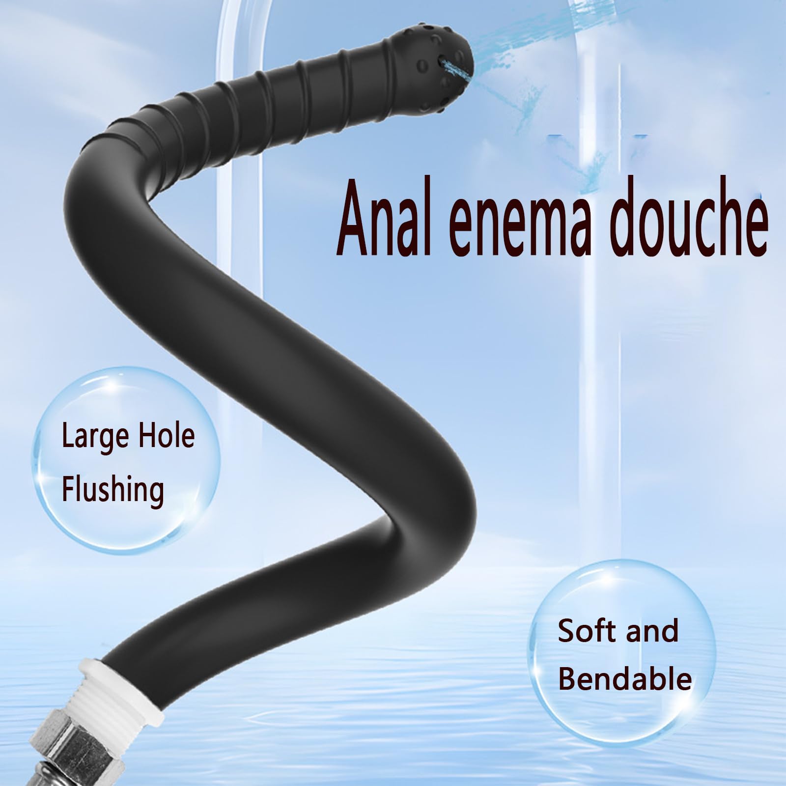 19.7in Silicone Enema for Colon Cleansing Shower Douche Attachment Nozzle Feminine Care Rinse Reusable Anal Enemas Flushing System