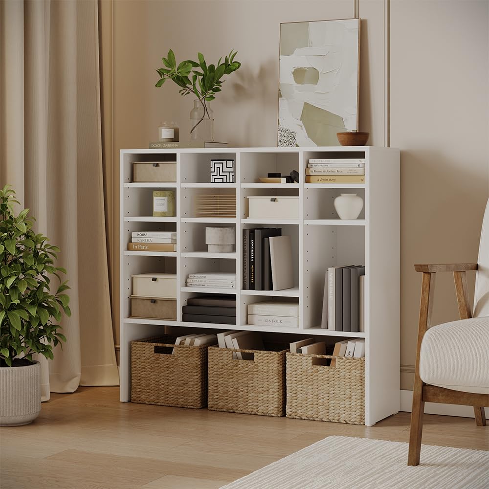 Vicco Schuhschrank Hermia, Weiß, 104.2 x 99 cm | mit 16 offenen Fächern