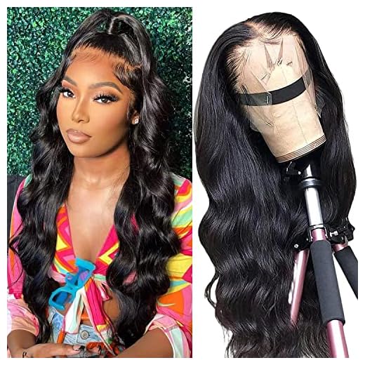 Lace Front Wigs Human Hair 13x4 Body Wave Transparent Lace Frontal Wigs with Baby Hair Pre Plucked 22 Inch Body Wave Lace Frontal Human Hair Wigs for Black Women 180 Density