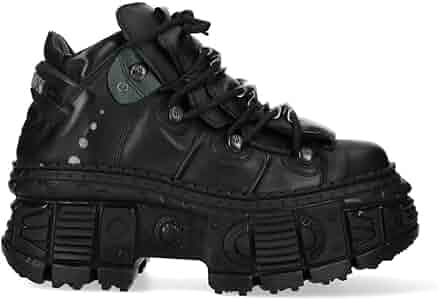 Amazon.com | New Rock WALL106-S12 Mens Black Leather Platform