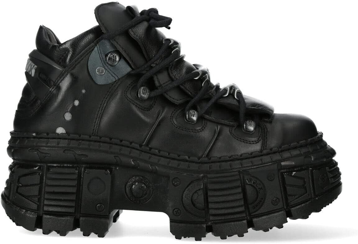 New Rock Mens Gothic Boots - Black Leather Platform