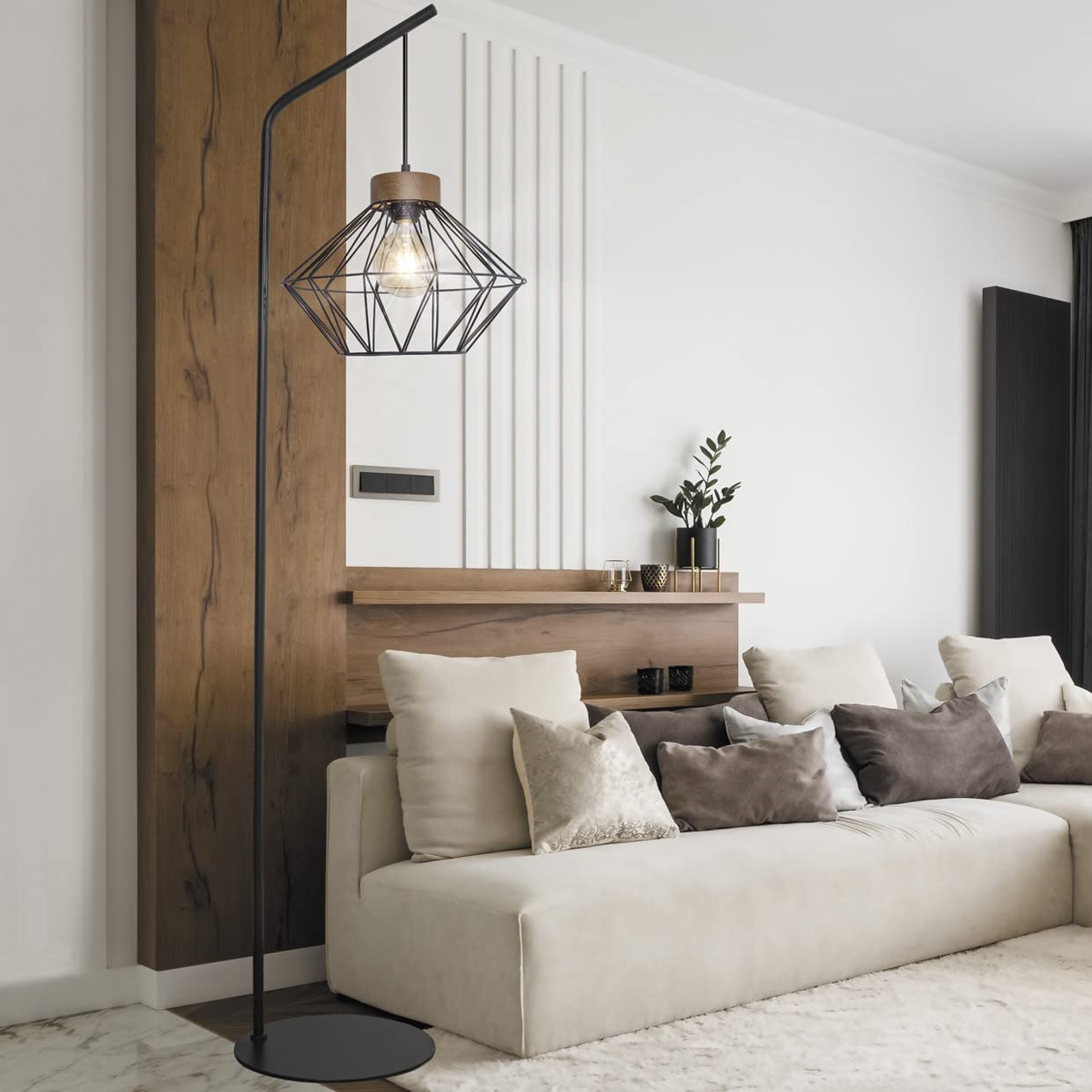 Pied Salon Antibes Noir - Bois 1 x 60 W E-27
