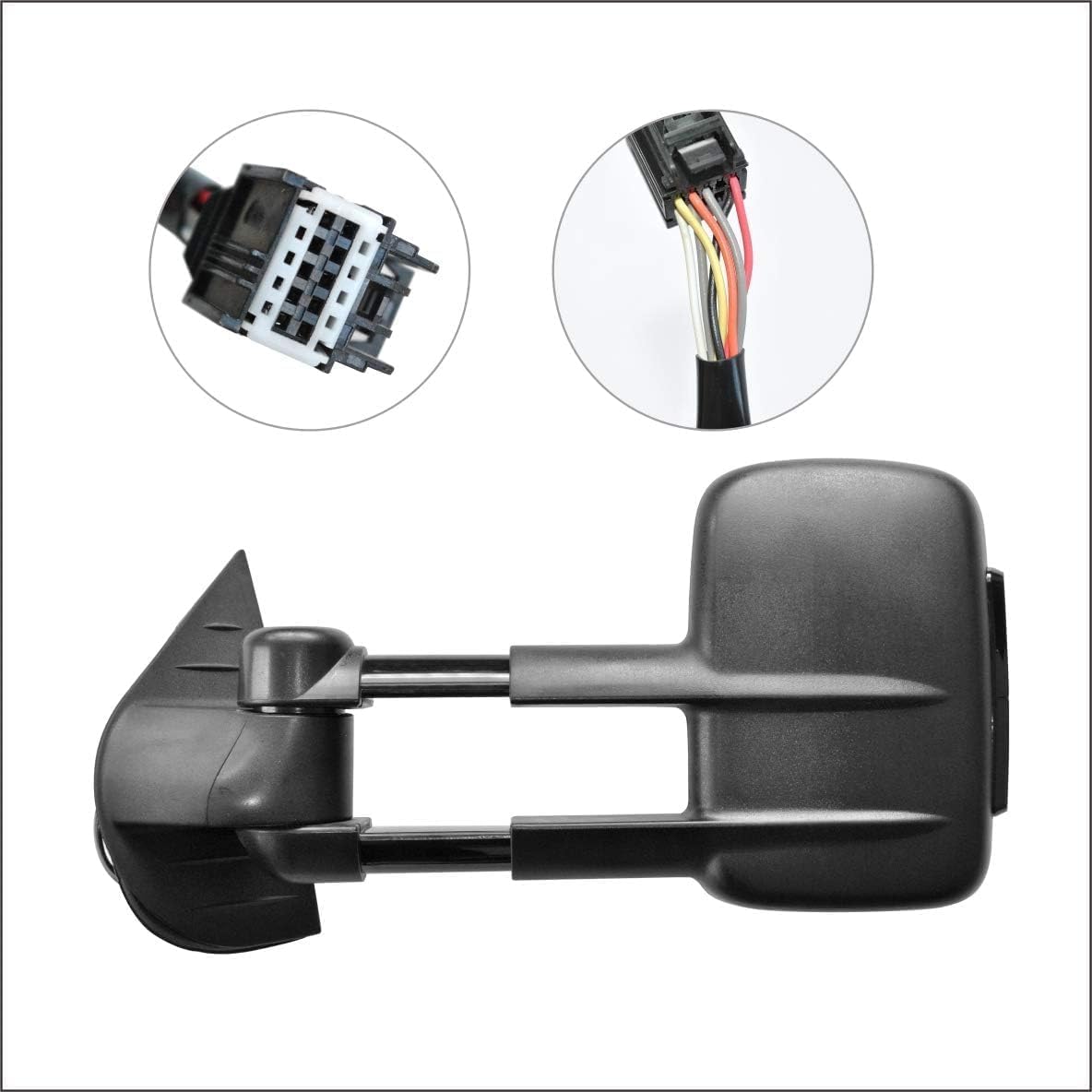 PZ Towing Mirrors Replacement Fit for 2007-2014 Chevy Silverado Suburban Avalanche Tahoe GMC Sierra Yukon (2007 New Body Style Only) Black Power Heated Smoked Turn Signal Pair Set LH RH