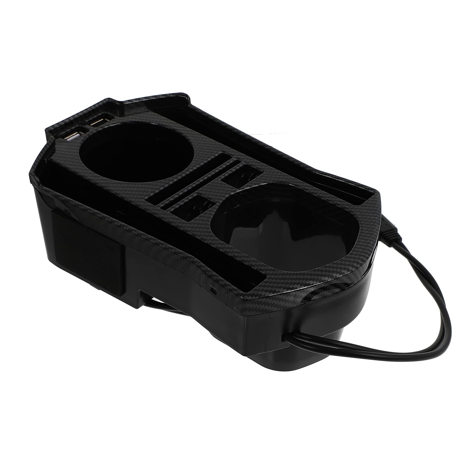 Amosfun 2 Pezzi Scatola Portaoggetti per Console Centrale Auto con Porta USB e Portabicchieri Organizer Pratico per Accessori Auto Facile Installazione Senza Modifiche per Viaggi Lunghe