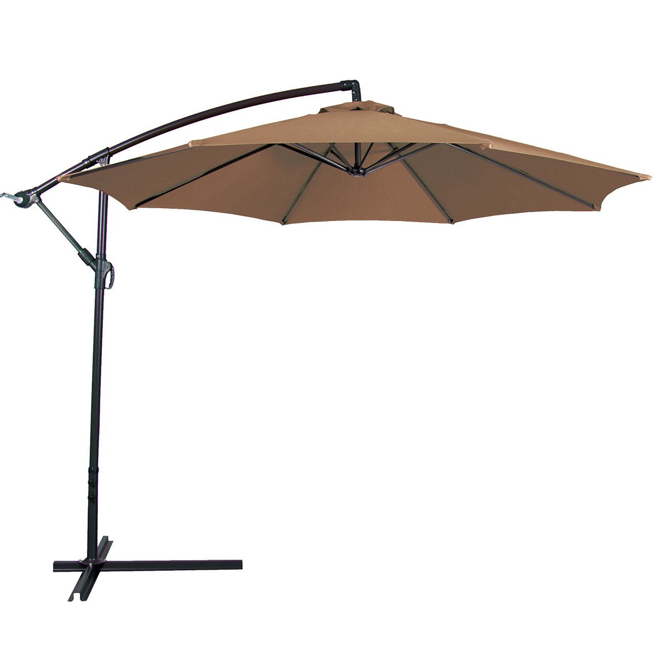 Amazon Com Belleze Patio Umbrella 10 Ft Offset Cantilever Umbrella Outdoor Market Hanging Umbrellas And Crank W Cross Base Beige Garden Outdoor