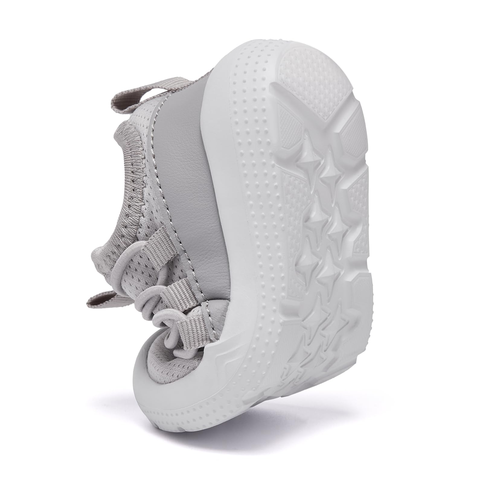 MORENDL Toddler Sneakers Infant Baby Walking Shoes Girl Boy Tennis Lightweight Slip On Shoes 6 9 12 15 18 24 Months Grey