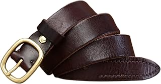 Women's Handmade 2.8mm Full Grain Cowhide Leather Belt - Solid Brass Single Prong Buckle For Work & Casual Wear