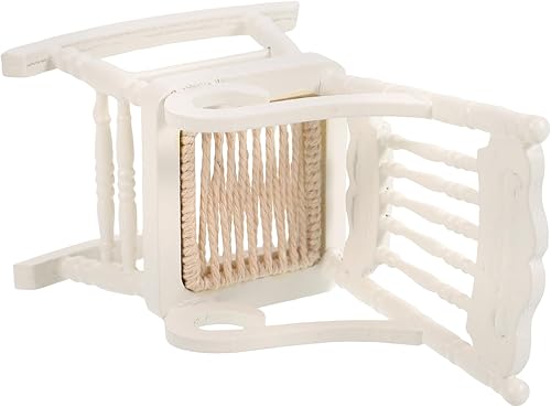 Miniatura 6 de Tinksky Dollhouse Silla de madera 1 12Dollhouse Miniatura Mecedora de madera modelo Blanco