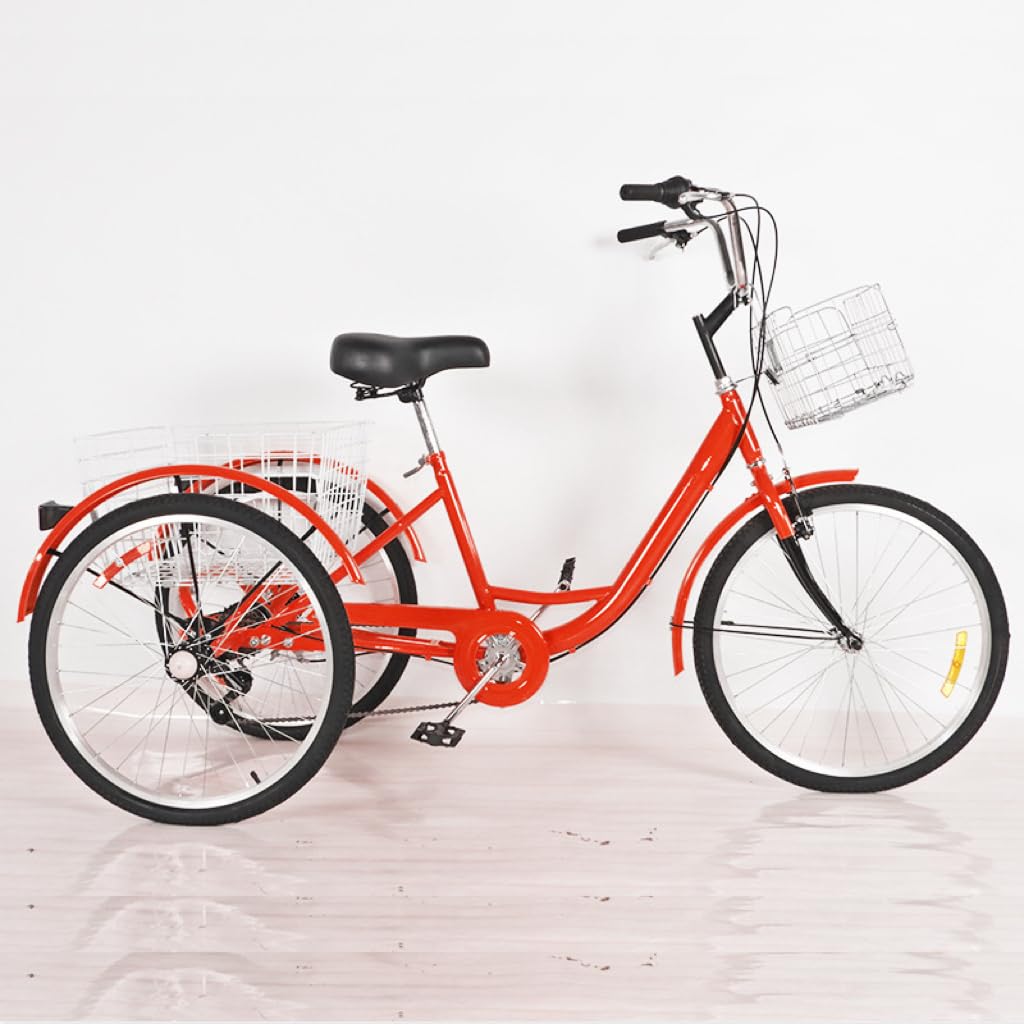 Amazon | JagKey バスケット付き24インチ7スピード大人用三輪車、女性 