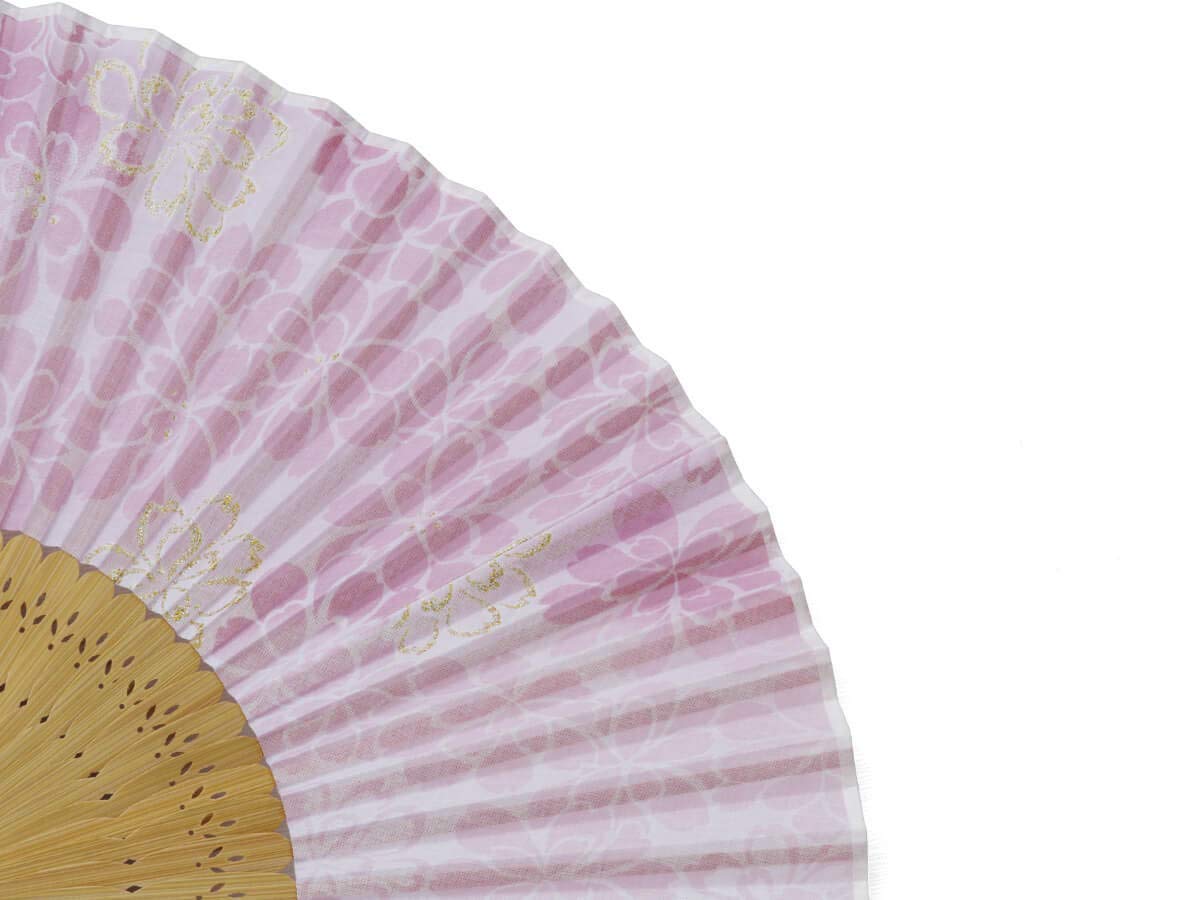 Handfächer Kiyoshisakura, Rosé, Bambus Holz und japanische Baumwolle, Premium-Qualität Stoff Etui und Geschenkbox