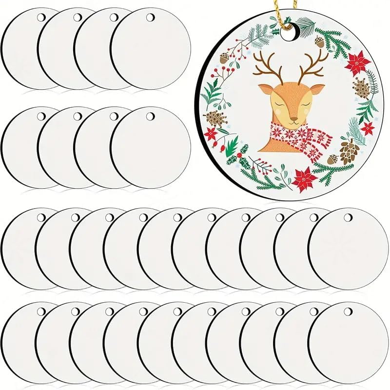 ラウンド昇華オーナメントブランク35個 - DIYクリスマスツリー
