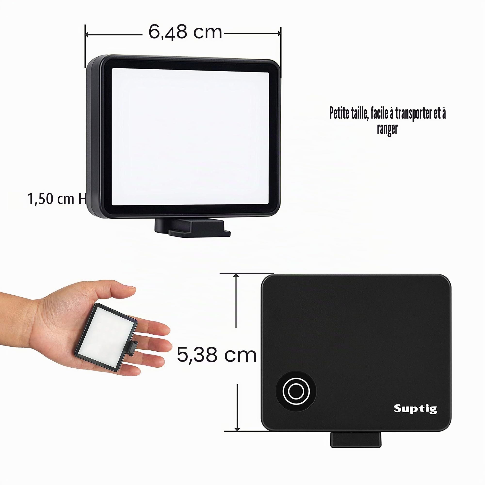 Suptig Lumière vidéo LED à intensité Variable, lumières Naturelles, lumières Chaudes compatibles avec Les caméras d'action GoPro, Akaso, DJI osmo