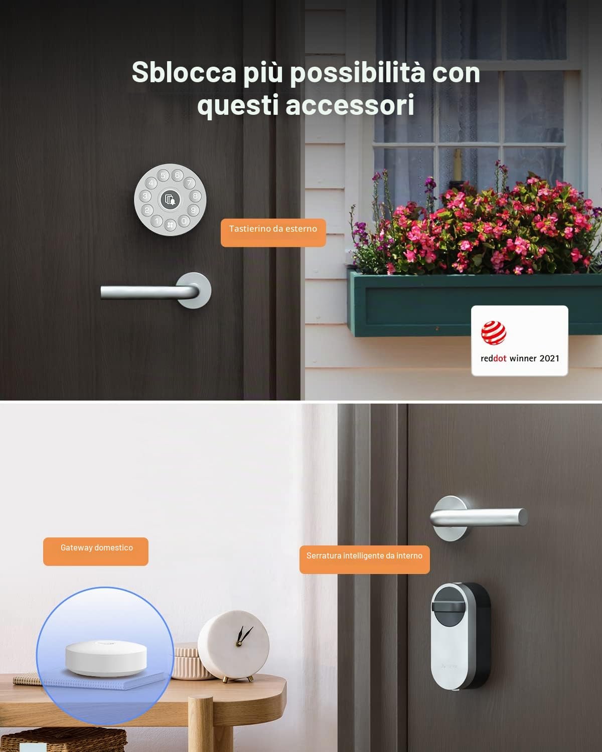 EZVIZ Smart Lock, Serratura Elettronica, Serratura Intelligente con modulo Wi-Fi Integrato, Apriporta Elettrico con Keypad Touch e Gateway Domestico, Facile da installare