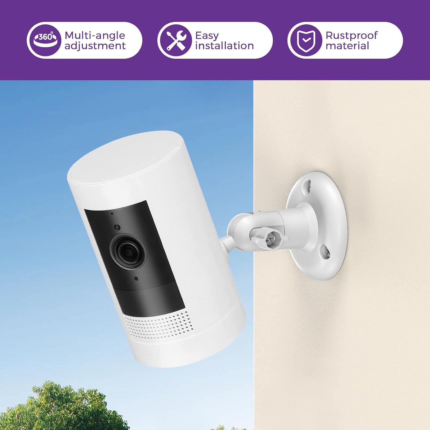 2 Pack Ring Camera Mount – No-Drill Indoor/Outdoor Wall Mount Compatible with Ring Stick Up Cam Plus/Pro, Ring Indoor Cam, Ring Outdoor Cam Plus – 360° Adjustable, Strong VHB Adhesive & Screw Option