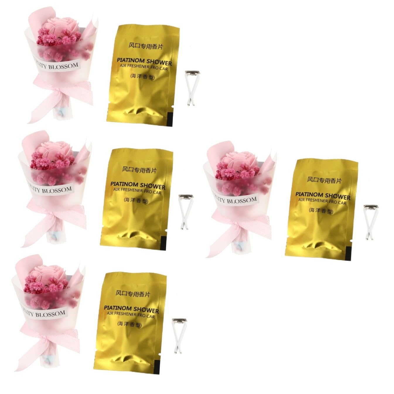 Gatuida 4pezzi Fiori Secchi Profumati Per Auto Clip Decorativa Per Bocchetta Aria Accessori Interni Stile Fresco Per Donne e Ambienti Vari