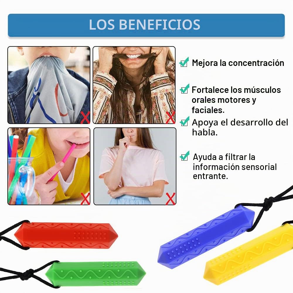 Collar mordedor autismo,6 Piezas Collar de Mordedores,juguetes Masticable sensoriales Colgante,Para niños Con TDAH, Dentición, Autismo, Necesidades Mordiendo(mix 8)