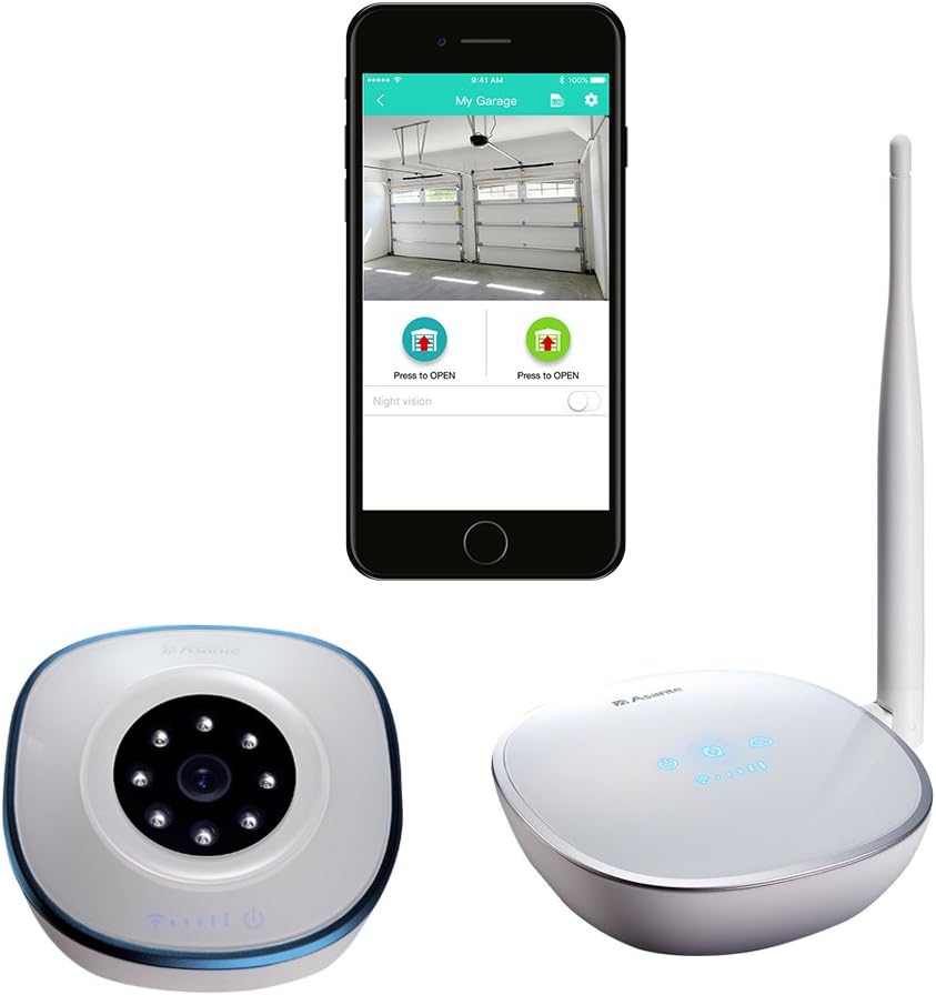 Asante 99-00900-US With Built-in Camera Smart Garage Door Opener, White