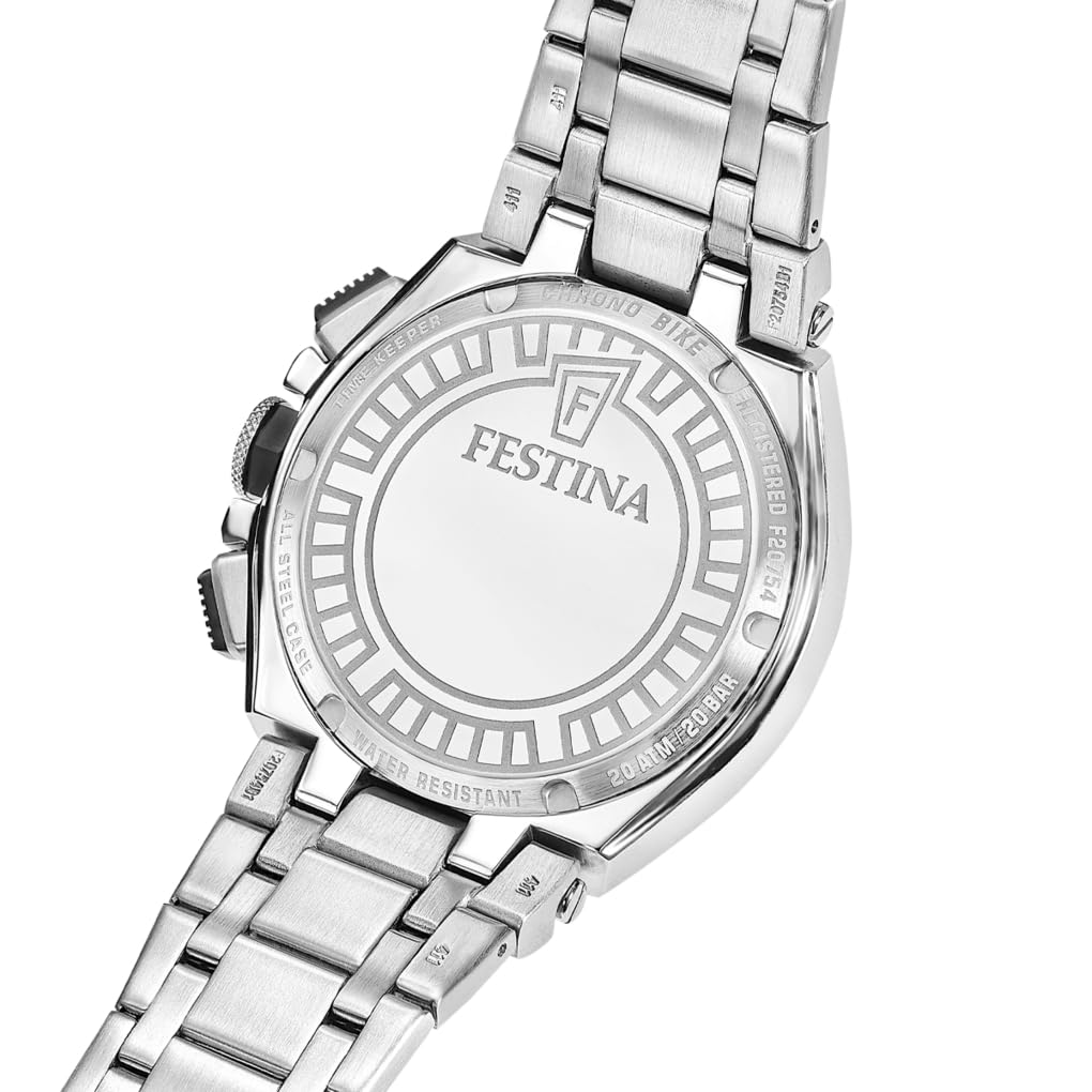 FESTINA Montre Homme Analogique Bracelet Acier Argenté Chrono Bike F20754/1