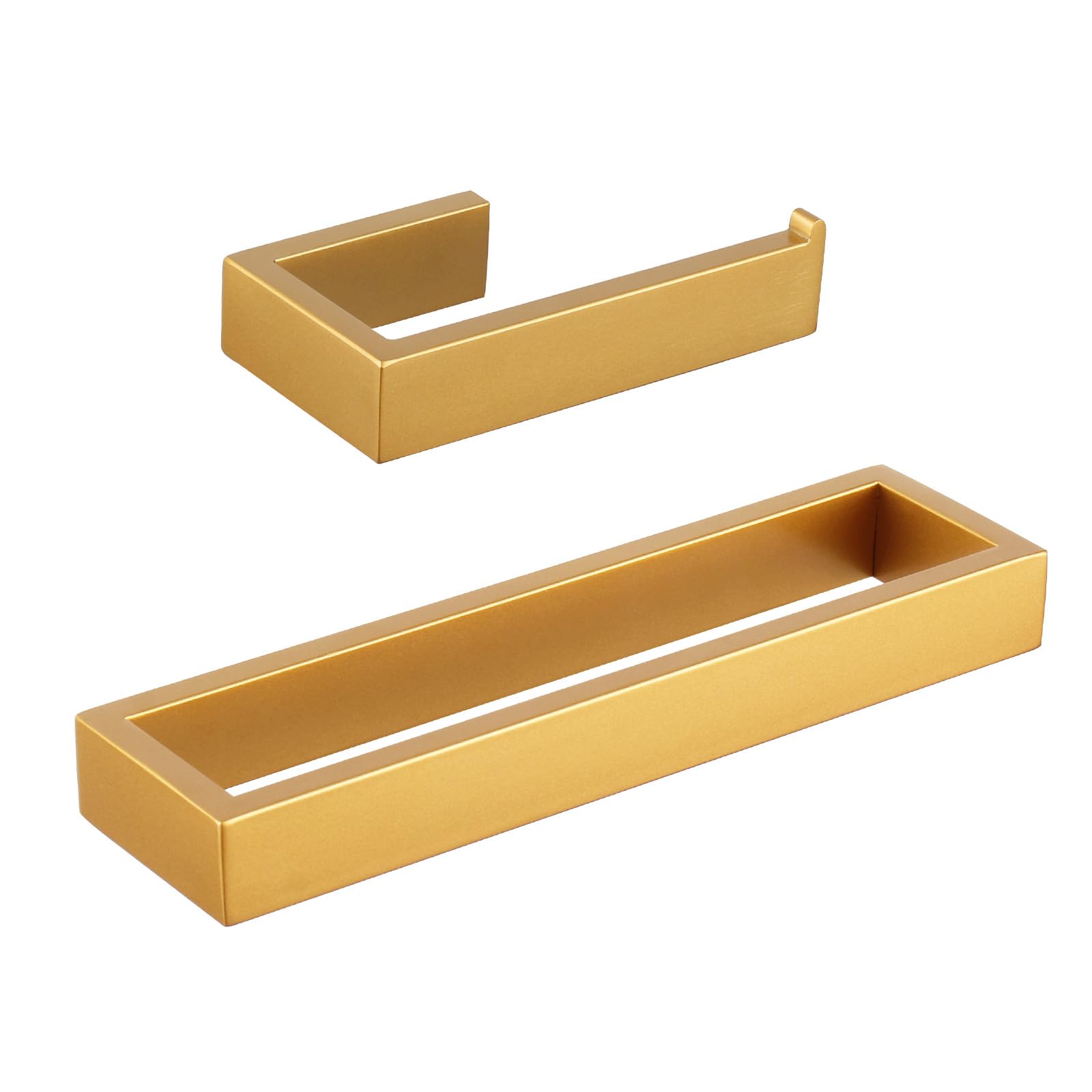 Accessoires de salle de bain dorés GERZWY : lot de 2 avec anneau et porte-papier