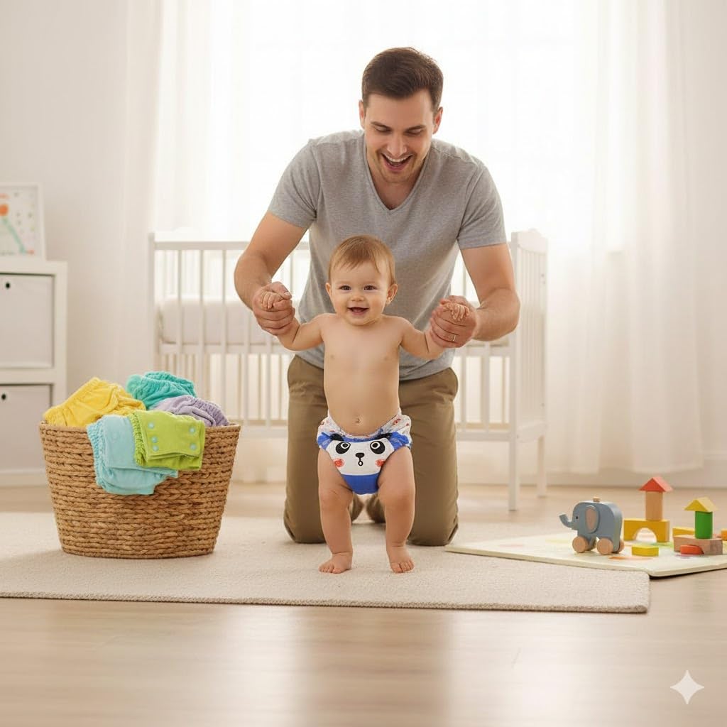 Dhruva Sales Reusable Soft Cotton Leak-Proof & Washable Eco-Friendly Baby Diaper (Pack Of 2 & 3) (Size : S,M,L,XL) Multicolor (3, Assorted, S)