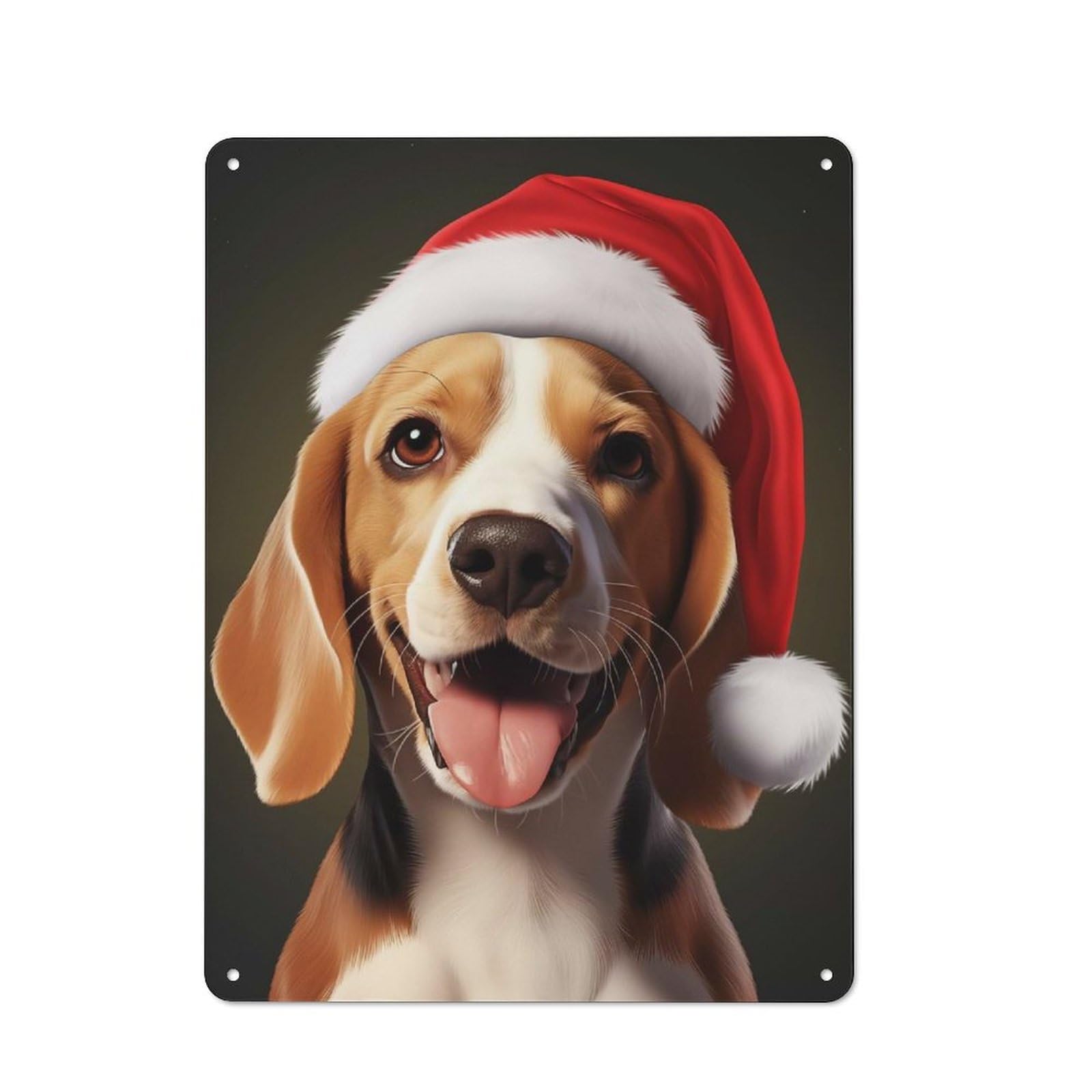 Junmoney Christmas Beagle Dog Printed Metal Sign 40X30cm For Café Or Restaurant, For Hospitality Interior Collectors