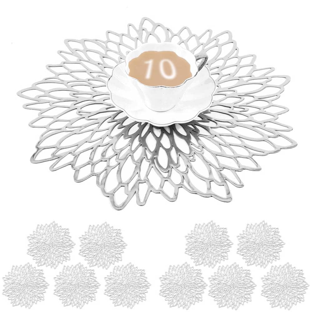 MANGATA Silver Placemats and Coaster Sets of 10