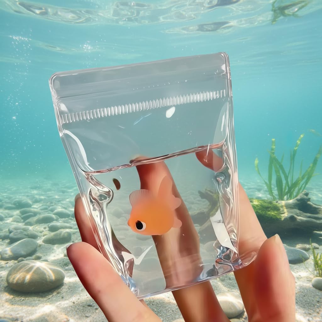 Cute Stress Relief Taba, Fish Fillet Stress Ball, Transparent Goldfish Pouch Silicone with PVC Material Your Bad Mood