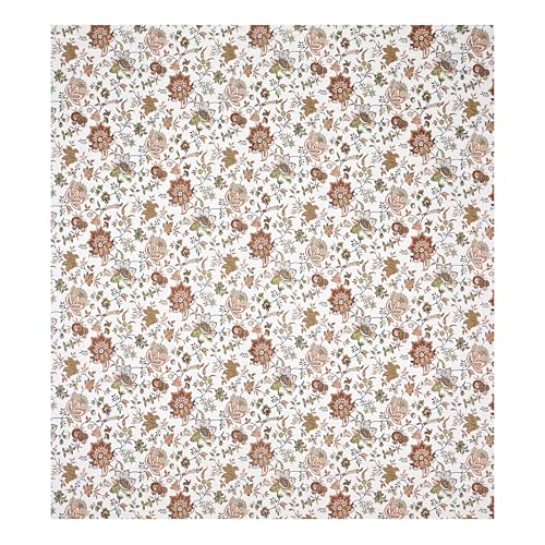 Image of Mafatlal Saanjh 144 TC Warm Weather Cotton Spread Double Bed 95x108 Inch | Smooth Touch Material | Decorative Printed Finish | Jaipuri Collection |Pillowcase Included | Light Brown Home Linen