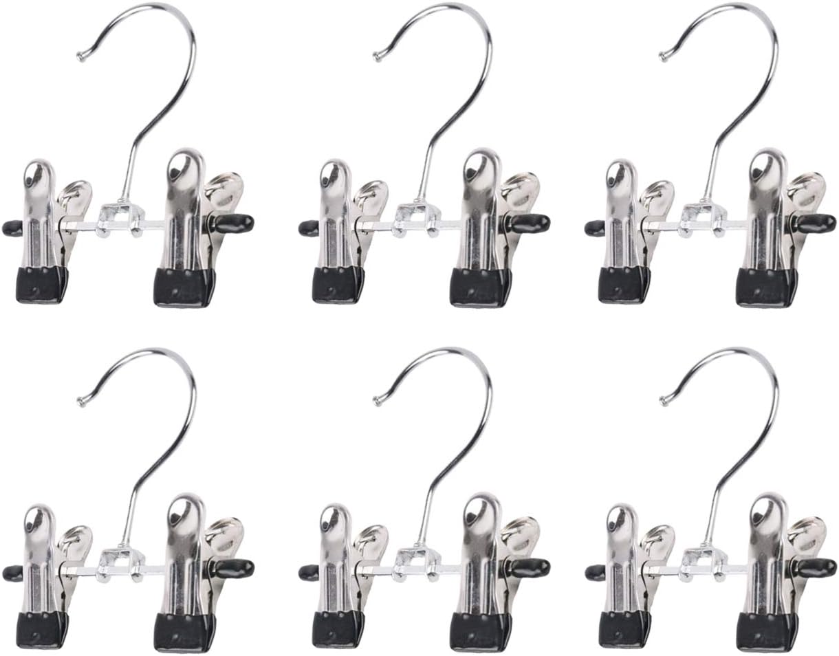 SUNTRADE Double Adjustable Clips Boots Hangers,Space Saving Boots Socks Bags Hanging Clips Boot Holder Boot Organizer,Set of 6
