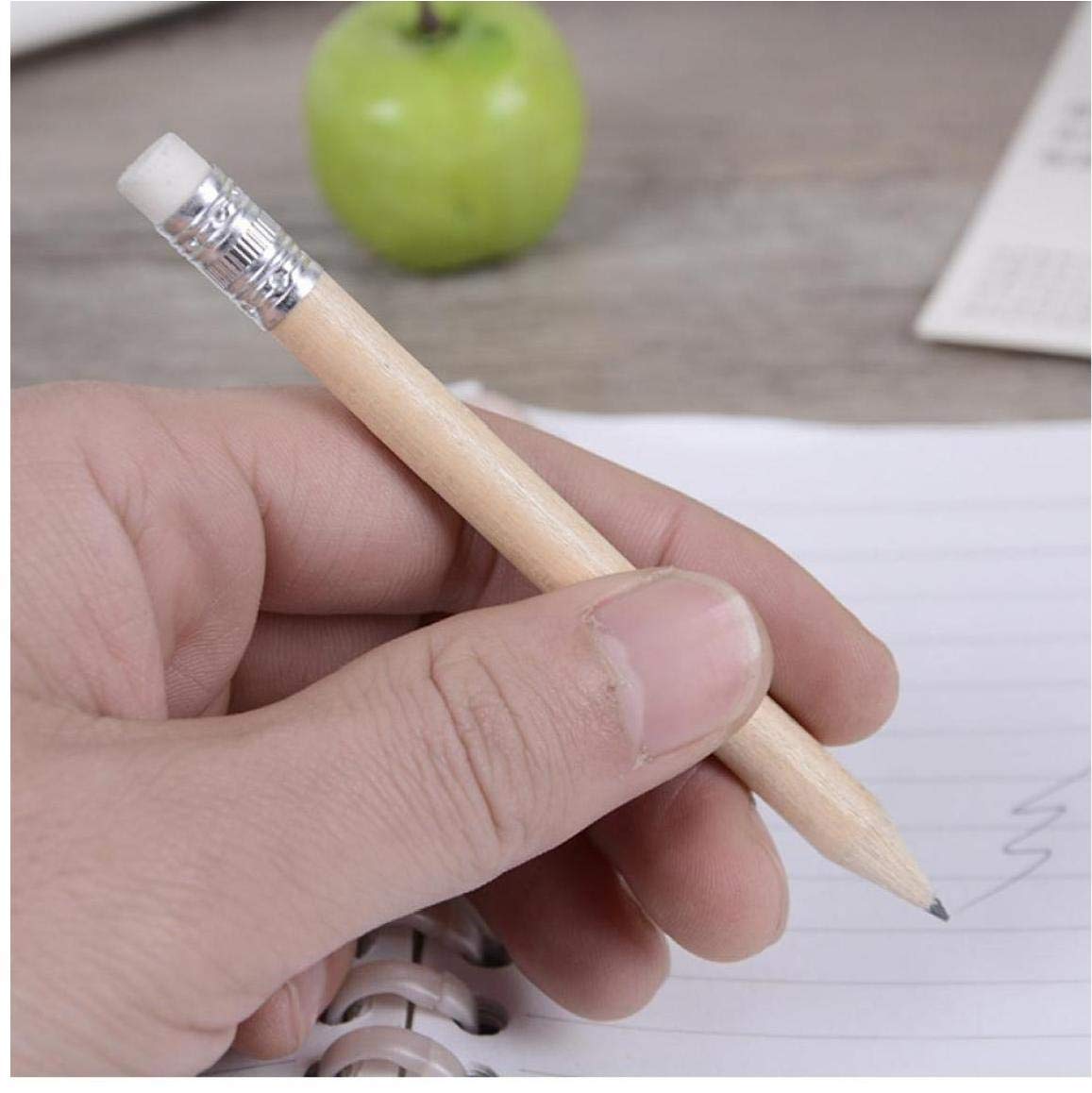 Amazon | 鉛筆 ミニサイズ 10cm シンプル 無地 木製 消しゴム付き