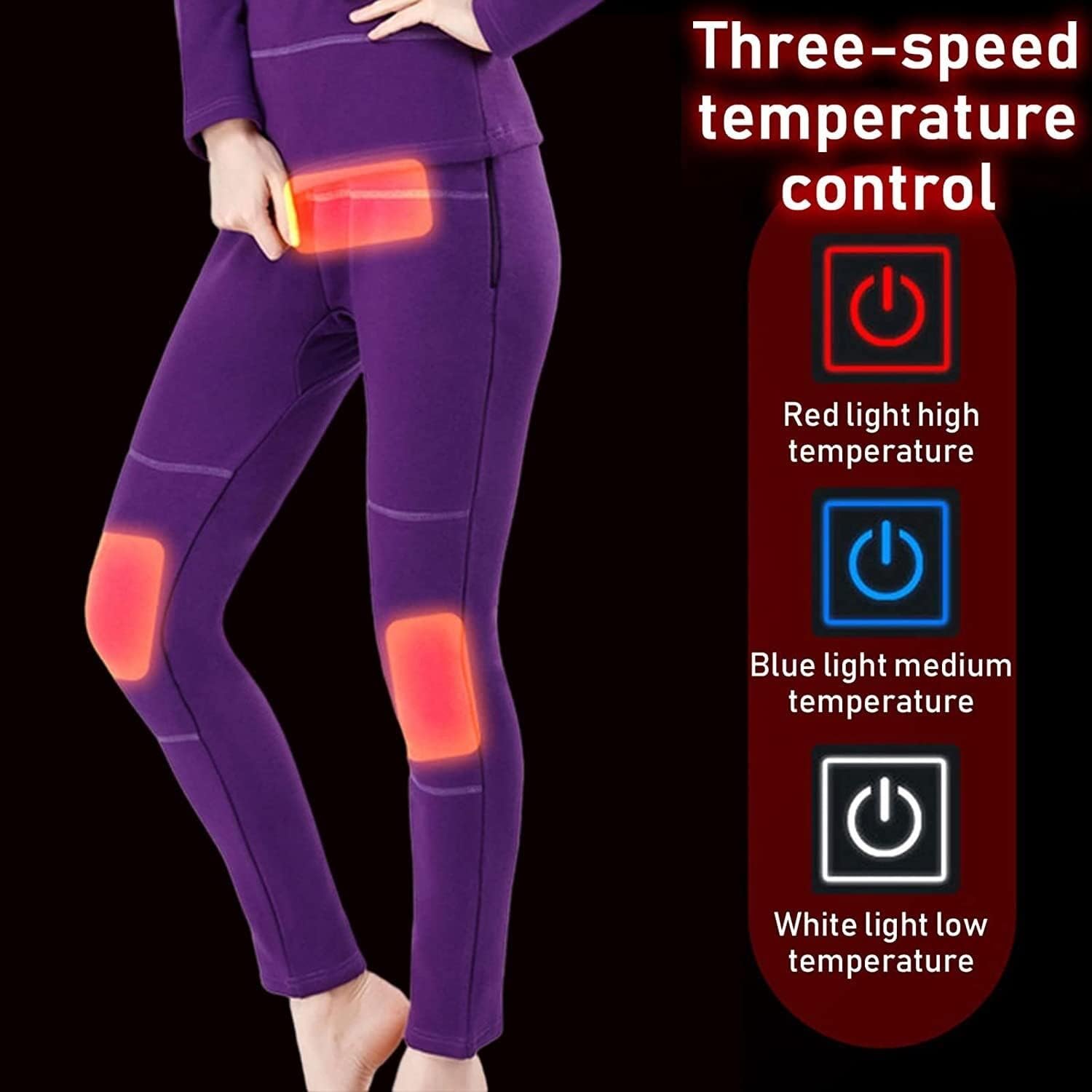 Heated Pants with USB, Rechargeable Warming Thermal Leggings with 3-Zone Heating, Machine Washable for Camping Hiking Skiing